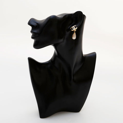 CHANEL 95P COCO Mark Pearl 1995 Earring gold WS22361