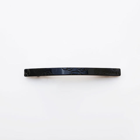 CHANEL 02A Logo Camellia 2002 Hair Clip Camellia Barrette hair accessory black WS22364