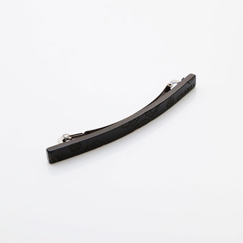 CHANEL 02A Logo Camellia 2002 Hair Clip Camellia Barrette hair accessory black WS22364