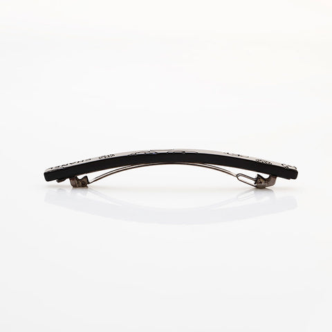 CHANEL 02A Logo Camellia 2002 Hair Clip Camellia Barrette hair accessory black WS22364