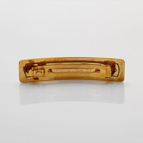 CHANEL 97A Logo Plate Barrette 1997 Hair Clip hair accessory gold WS22365