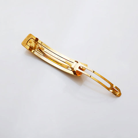 CHANEL 97A Logo Plate Barrette 1997 Hair Clip hair accessory gold WS22365