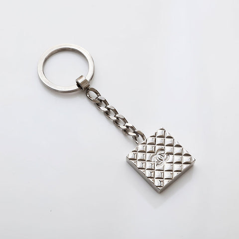 CHANEL 98A COCO Mark 1998 Matelasse Cambon key ring Silver WS22366