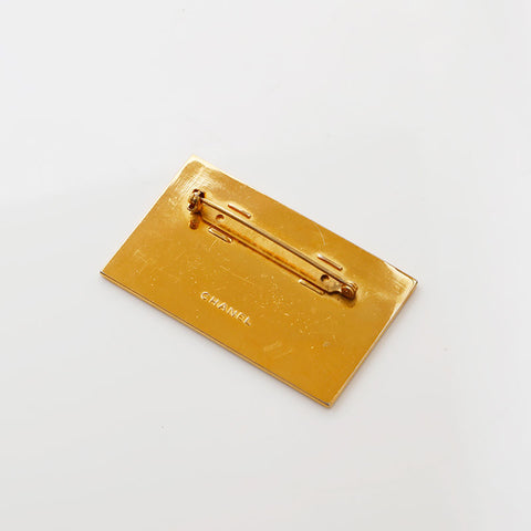CHANEL Logo Plate Cambon Brooch gold WS22368