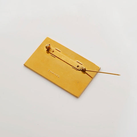 CHANEL Logo Plate Cambon Brooch gold WS22368