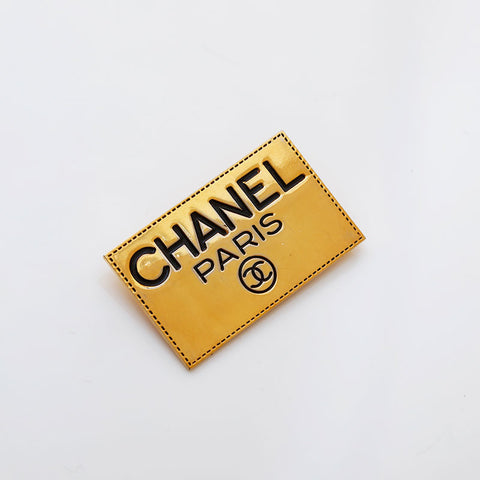 CHANEL Logo Plate Cambon Brooch gold WS22369