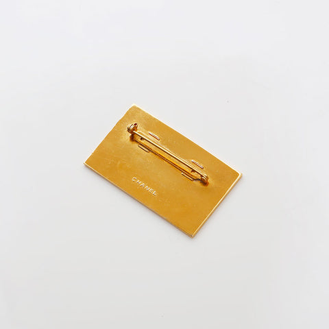 CHANEL Logo Plate Cambon Brooch gold WS22369