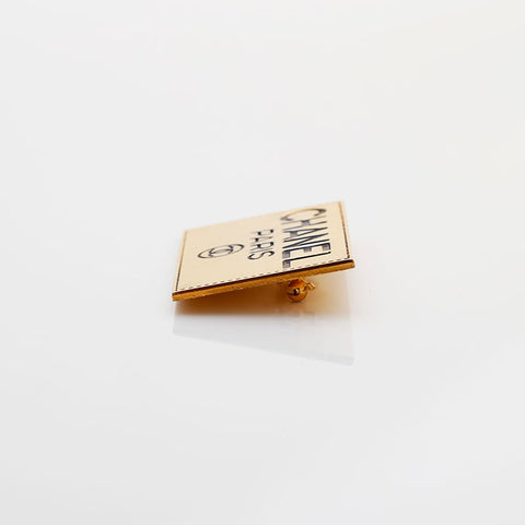 CHANEL Logo Plate Cambon Brooch gold WS22369