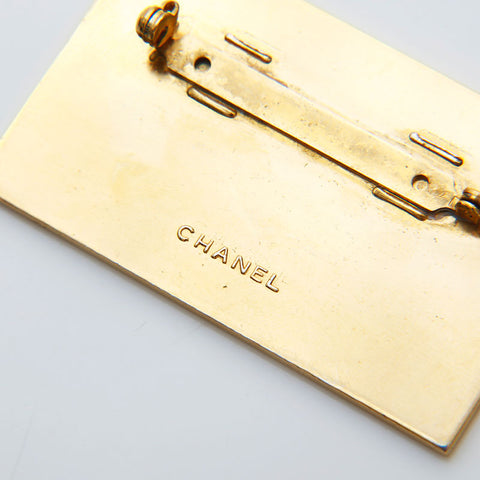 CHANEL Logo Plate Cambon Brooch gold WS22369