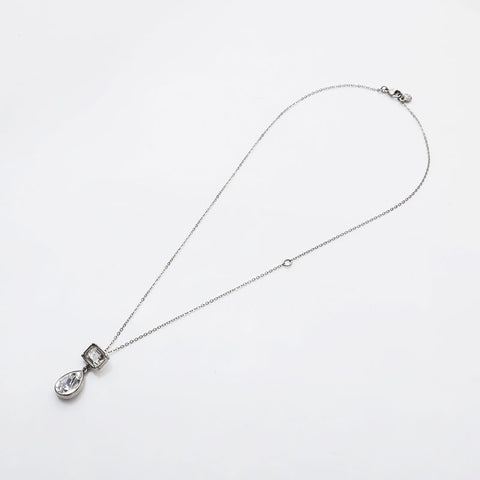CHANEL 18S COCO Mark 2018 Rhinestone Necklace Silver WS22370