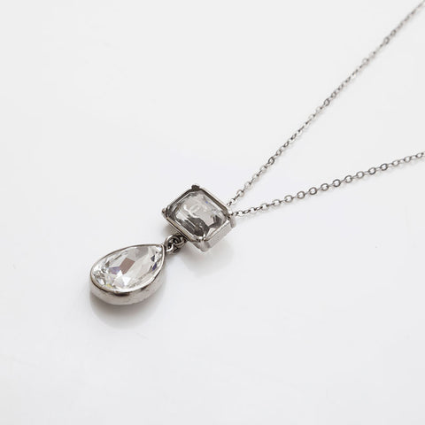 CHANEL 18S COCO Mark 2018 Rhinestone Necklace Silver WS22370