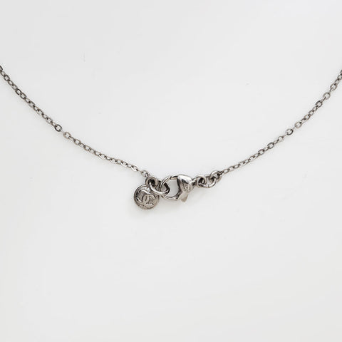 CHANEL 18S COCO Mark 2018 Rhinestone Necklace Silver WS22370