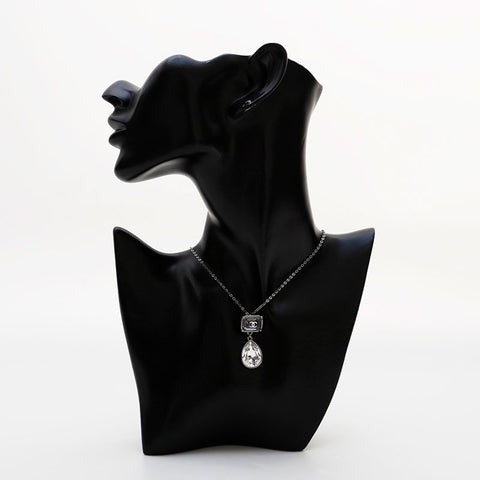 CHANEL 18S COCO Mark 2018 Rhinestone Necklace Silver WS22370