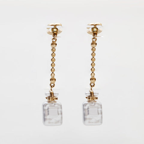 CHANEL B23S COCO Mark Pearl 2023 Bottle Motif Rhinestone Drop Pierce gold WS22372