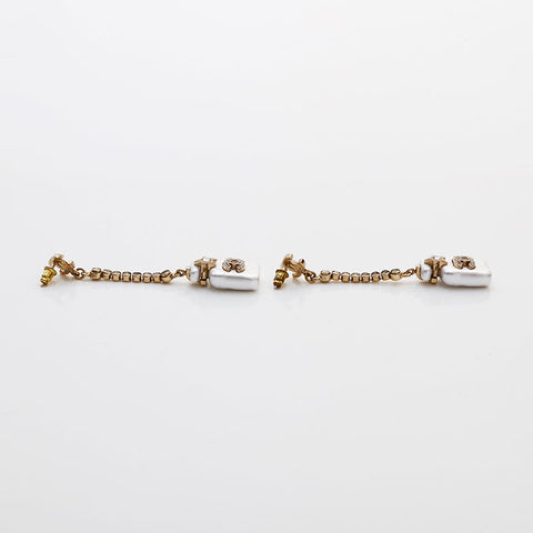 CHANEL B23S COCO Mark Pearl 2023 Bottle Motif Rhinestone Drop Pierce gold WS22372