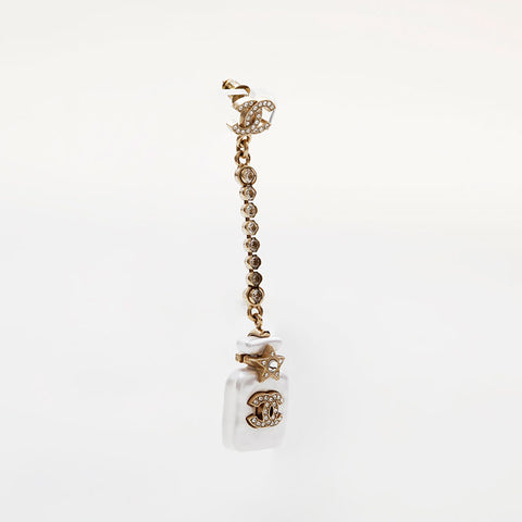 CHANEL B23S COCO Mark Pearl 2023 Bottle Motif Rhinestone Drop Pierce gold WS22372