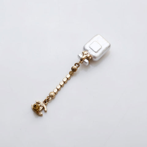 CHANEL B23S COCO Mark Pearl 2023 Bottle Motif Rhinestone Drop Pierce gold WS22372