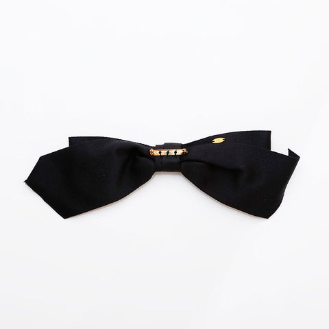 CHANEL Satin ribbon Brooch black WS22373