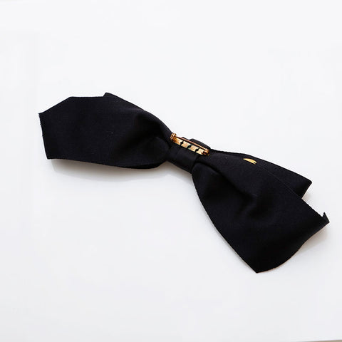 CHANEL Satin ribbon Brooch black WS22373