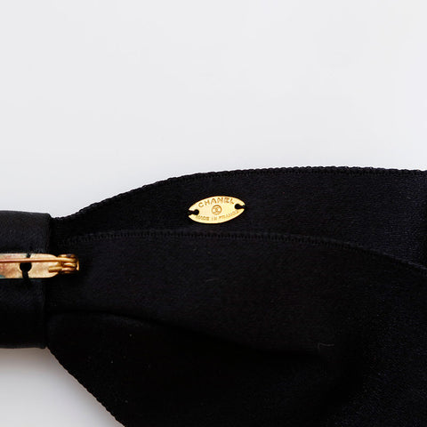 CHANEL Satin ribbon Brooch black WS22373