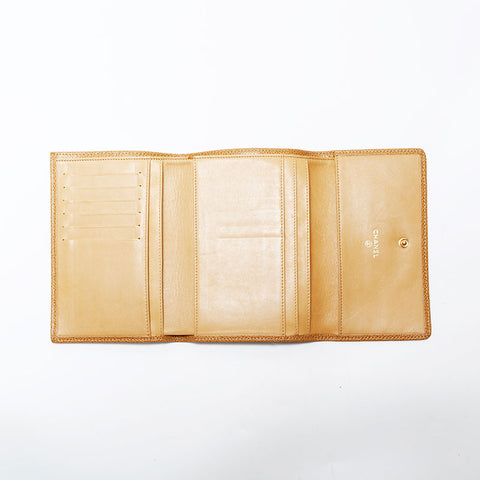 CHANEL No. 8 COCO Mark 2003-2004 Caviar Tri-fold wallet beige WS22375