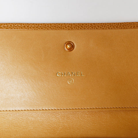 CHANEL No. 8 COCO Mark 2003-2004 Caviar Tri-fold wallet beige WS22375