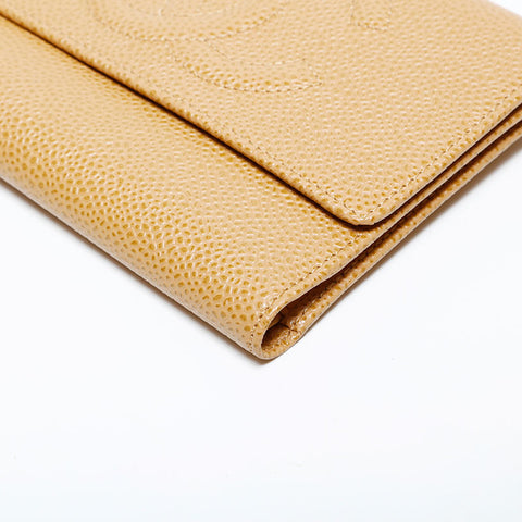 CHANEL No. 8 COCO Mark 2003-2004 Caviar Tri-fold wallet beige WS22375
