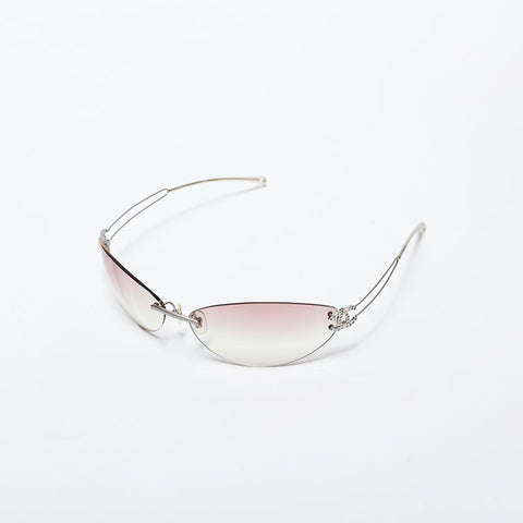 CHANEL Rimless COCO Mark Gradient Lens sunglasses pink WS22377