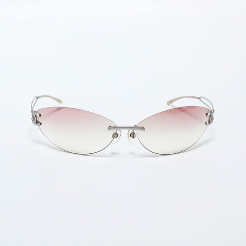 CHANEL Rimless COCO Mark Gradient Lens sunglasses pink WS22377