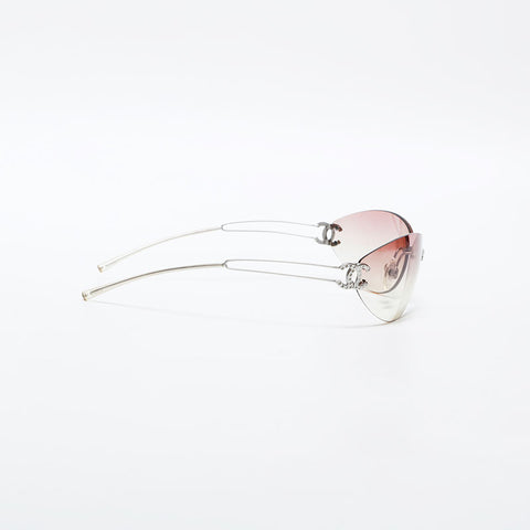 CHANEL Rimless COCO Mark Gradient Lens sunglasses pink WS22377