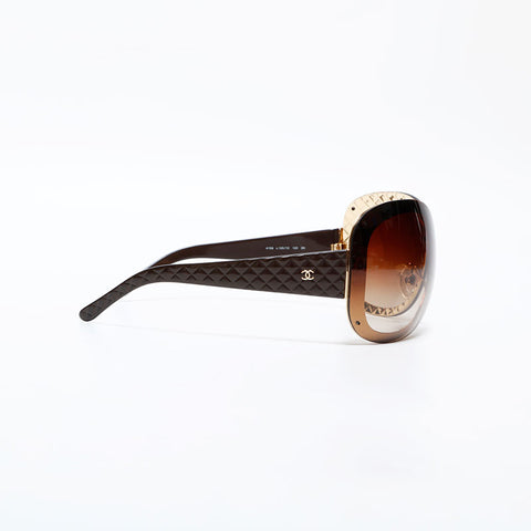 CHANEL Matrasse COCO Mark sunglasses Brown WS22381