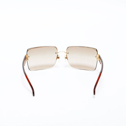 CHANEL Rimless COCO Mark Gradient Lens sunglasses Brown WS22382
