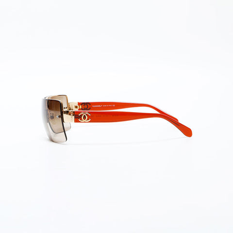 CHANEL Rimless COCO Mark Gradient Lens sunglasses Brown WS22382