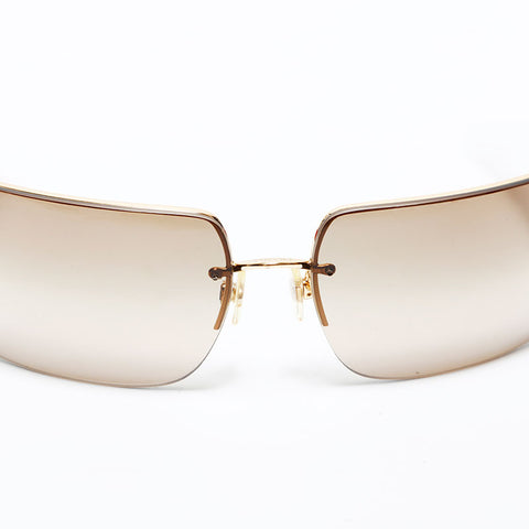 CHANEL Rimless COCO Mark Gradient Lens sunglasses Brown WS22382