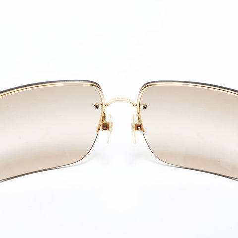 CHANEL Rimless COCO Mark Gradient Lens sunglasses Brown WS22382