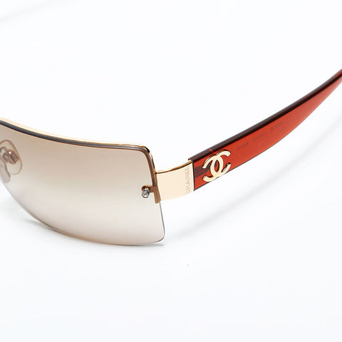 CHANEL Rimless COCO Mark Gradient Lens sunglasses Brown WS22382