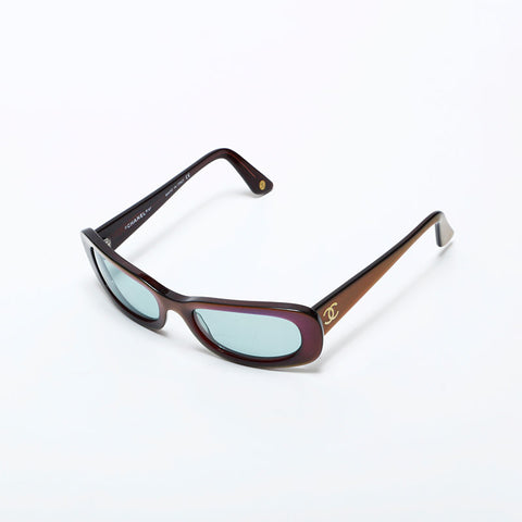 CHANEL COCO Mark Gradient Metallic Rainbow sunglasses blue WS22383