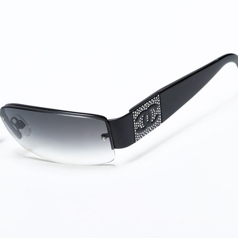 CHANEL Rimless COCO Mark Gradient Lens sunglasses black WS22385