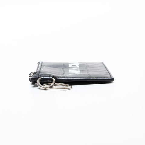 BALENCIAGA Leather Embossed Logo Cash Key Ring Card Case black WS22387