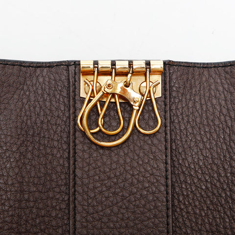 CELINE Triomphe Leather Key holder Brown WS22402