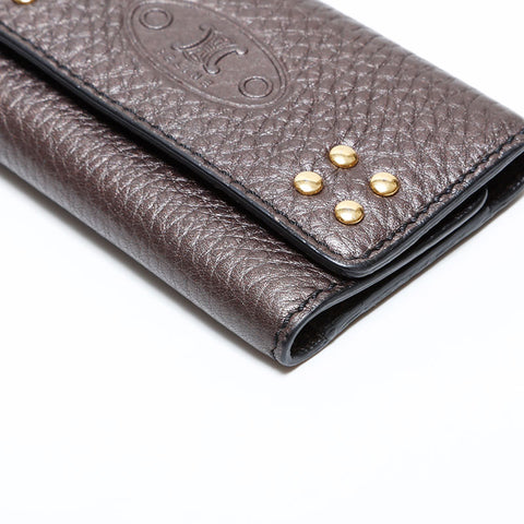 CELINE Triomphe Leather Key holder Brown WS22402