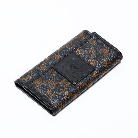 CELINE PVC Triomphe Macadam Key holder black WS22403