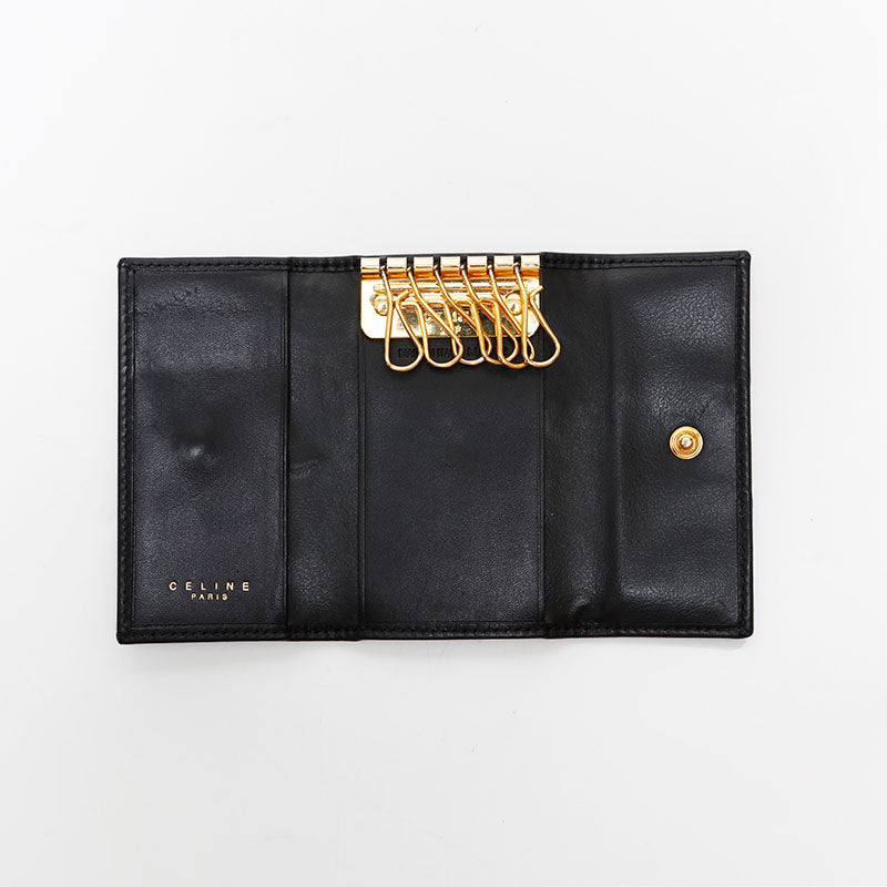 美品✨CELINEブラック レザー キーケース トリオンフ マカダム 極美品 セリーヌ CELINE PVC トリオンフ マカダム キーケース