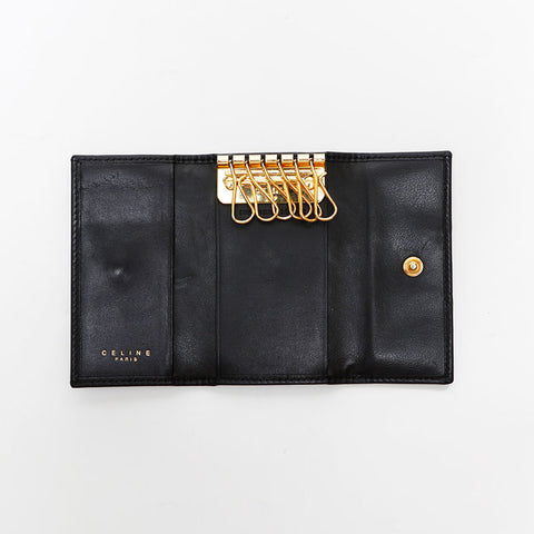 CELINE PVC Triomphe Macadam Key holder  black WS22403