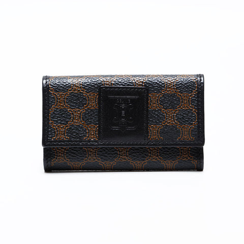 CELINE PVC Triomphe Macadam Key holder black WS22403