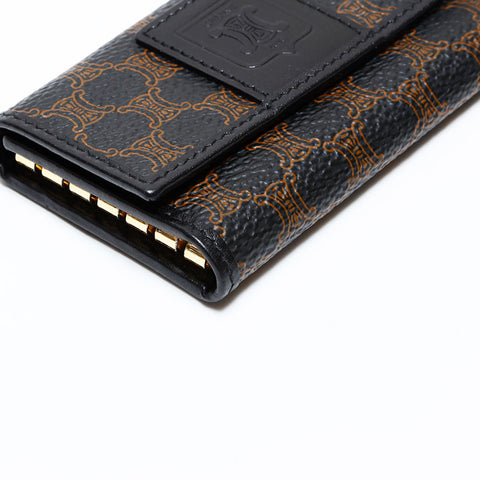 CELINE PVC Triomphe Macadam Key holder black WS22403