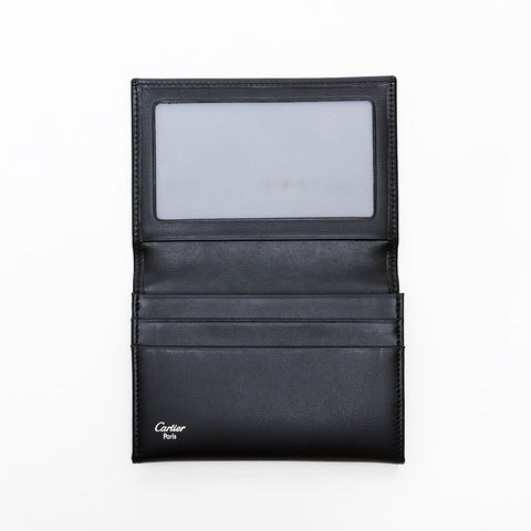 CARTIER Leather Business Card Holder Card Case black WS22408