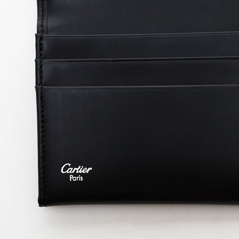 CARTIER Leather Business Card Holder Card Case black WS22408