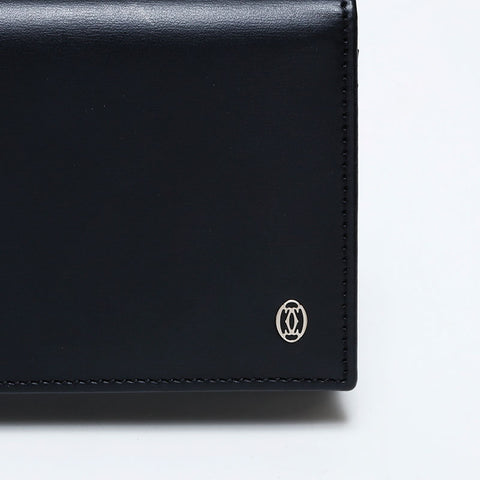 CARTIER Leather Business Card Holder Card Case black WS22408