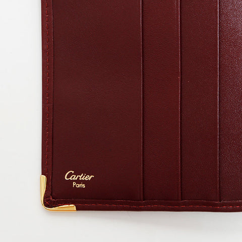 CARTIER Must Do Leather Bifold Wallet Red WS22409